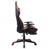 Silla de gaming con reposapiés cuero sintético negro y rojo 3