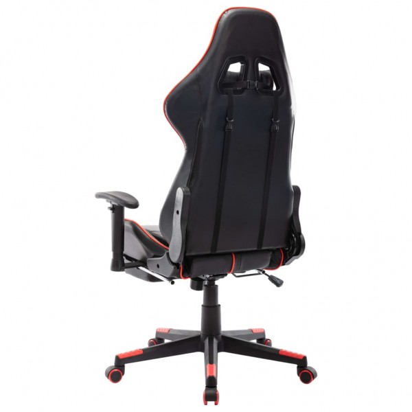 Cadeira gaming c/ apoio de pés couro artificial preto/vermelho M 4