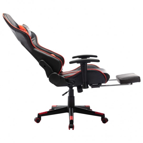 Silla de gaming con reposapiés cuero sintético negro y rojo M 5