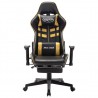 Cadeira gaming c/ apoio de pés couro artificial preto/dourado 2
