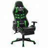 Silla de gaming con reposapiés cuero sintético negro y verde 1