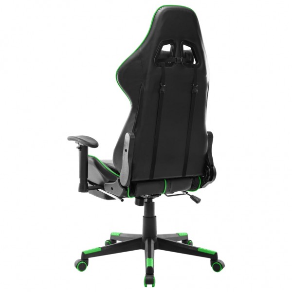 Cadeira de gaming c/ apoio de pés couro artificial preto/verde M 4