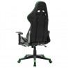 Silla de gaming con reposapiés cuero sintético negro y verde 4