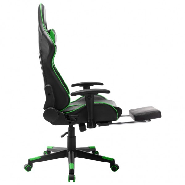 Silla de gaming con reposapiés cuero sintético negro y verde M 5