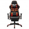 Cadeira gaming c/ apoio de pés couro artificial preto/laranja 2