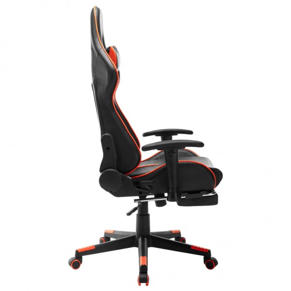 Silla de gaming con reposapiés cuero sintético negro y naranja M 3