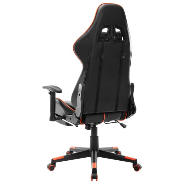 Cadeira gaming c/ apoio de pés couro artificial preto/laranja M 4