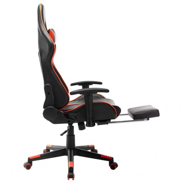 Cadeira gaming c/ apoio de pés couro artificial preto/laranja M 5