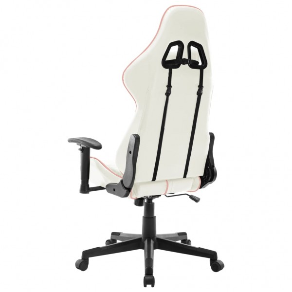 Cadeira de gaming couro artificial branco e cor-de-rosa M 4