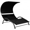 Tumbona doble con toldo textilene negro 1