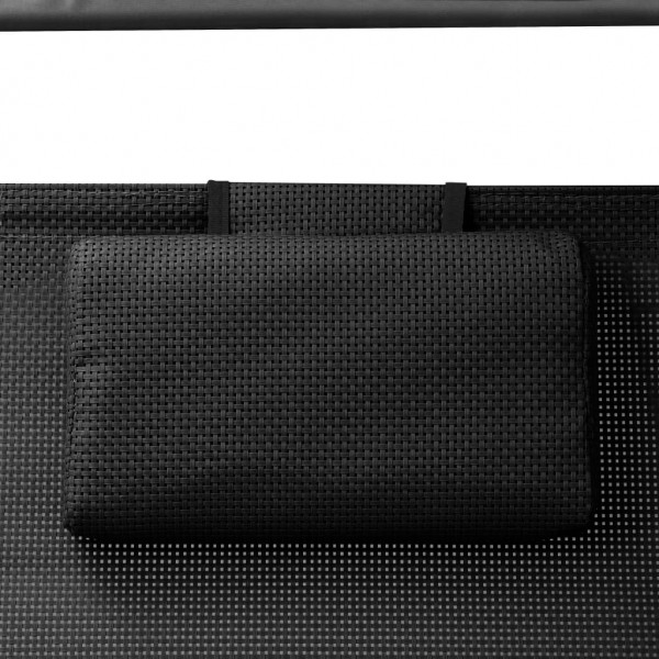 Tumbona doble con toldo textilene negro M 5