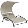 Tumbona doble con toldo textilene crema 1