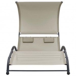 Tumbona doble con toldo textilene crema H