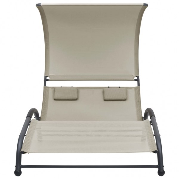 Tumbona doble con toldo textilene crema M 2