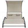 Tumbona doble con toldo textilene crema 2