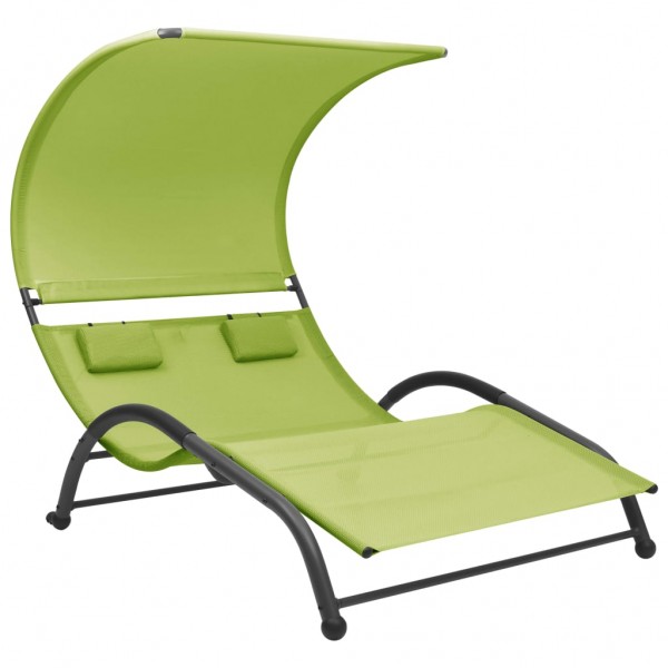 Tumbona doble con toldo textilene verde D