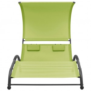 Tumbona doble con toldo textilene verde H