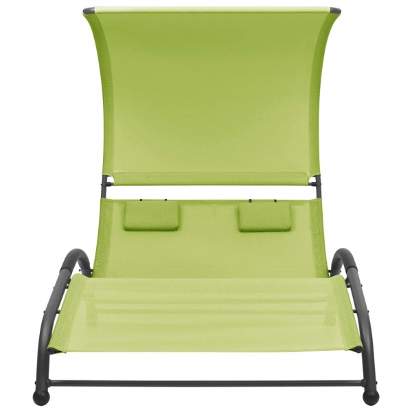Tumbona doble con toldo textilene verde M 2