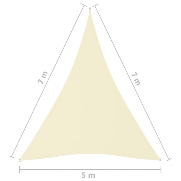 Para-sol estilo vela tecido oxford triangular 5x7x7 m cor creme M 3