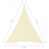 Toldo de vela triangular de tela oxford crema 5x7x7 m 3