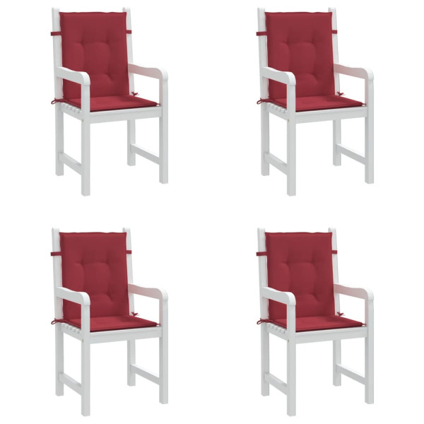 Cojín silla jardín respaldo bajo 4 uds tela Oxford rojo tinto M 3