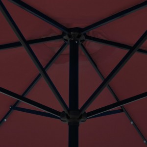 Guarda-sol de jardim c/ luzes LED e poste de aço 300 cm bordô H