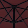 Guarda-sol de jardim c/ luzes LED e poste de aço 300 cm bordô 2