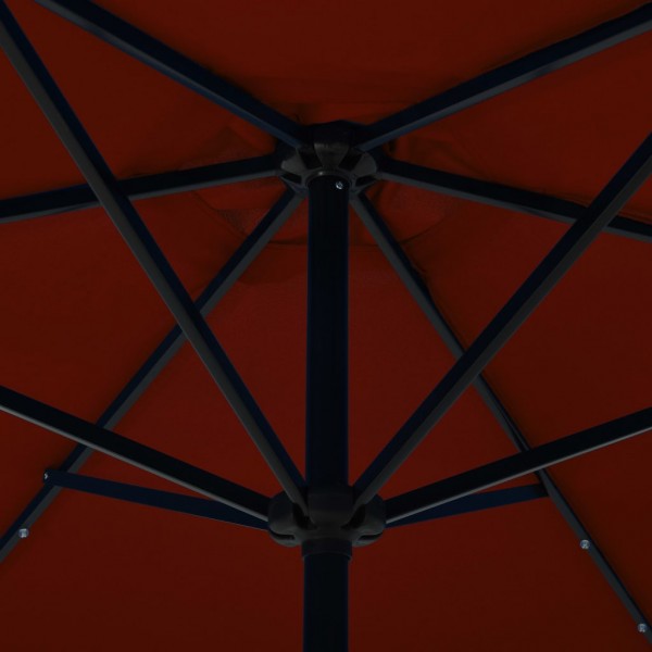 Guarda-sol de jardim c/ luzes LED e poste aço 300 cm terracota M 2