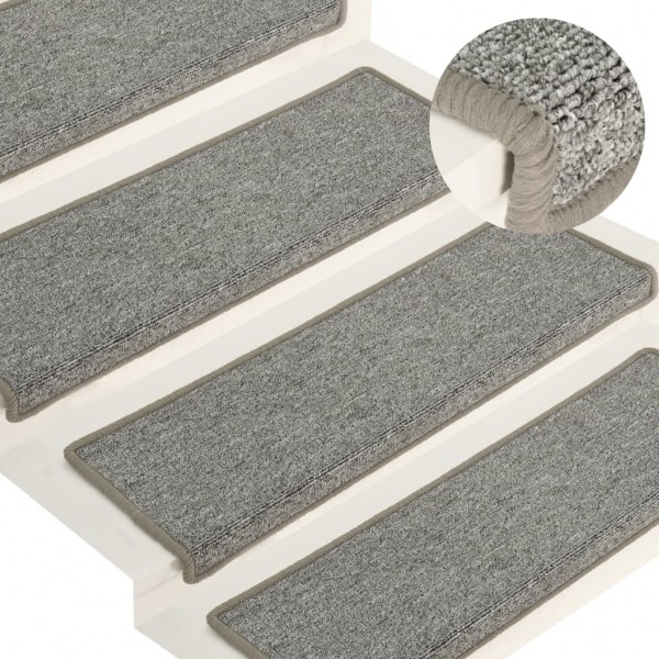 Alfombras de peldaños de escalera 15uds blanco y gris 65x21x4cm D