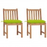 Cadeiras de jardim c/ almofadões 2 pcs madeira de teca maciça 2