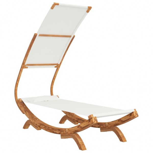 Espreguiçadeira c/ toldo 100x190x134 cm madeira curva creme M 3