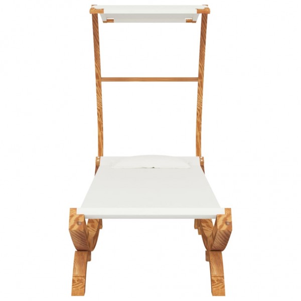 Tumbona con dosel madera maciza curvada crema 100x190x134 cm M 4