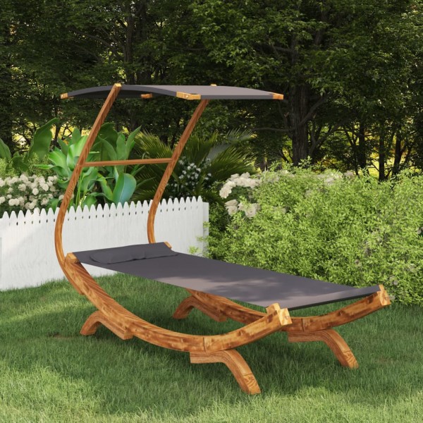 Tumbona con dosel madera curvada gris antracita 100x190x134 cm D