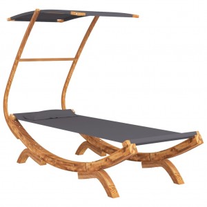 Tumbona con dosel madera curvada gris antracita 100x190x134 cm H