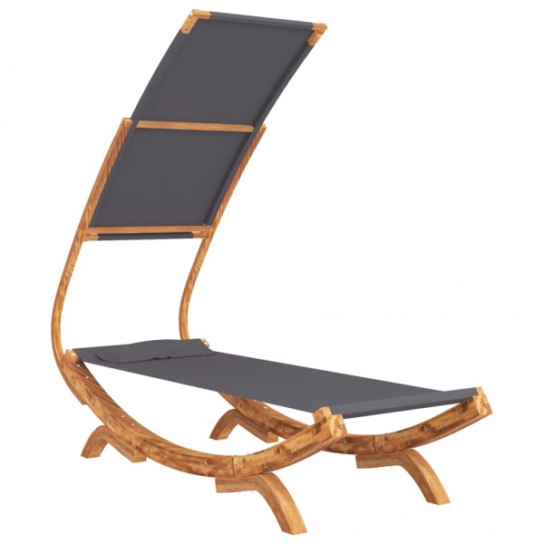 Tumbona con dosel madera curvada gris antracita 100x190x134 cm M 3