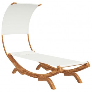 Tumbona con dosel madera maciza curvada crema 100x200x126 cm H