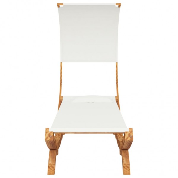 Tumbona con dosel madera maciza curvada crema 100x200x126 cm M 3