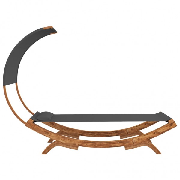 Espreguiçadeira c/ toldo 100x200x126cm madeira curva antracite M 4