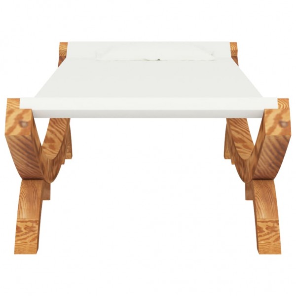 Tumbona de madera maciza curvada crema 100x188.5x44 cm M 3