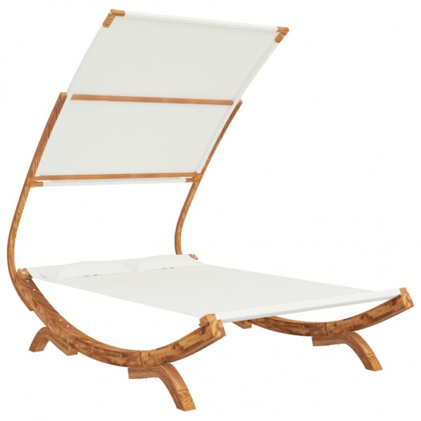 Tumbona con dosel madera maciza curvada crema 165x203x138 cm M 3