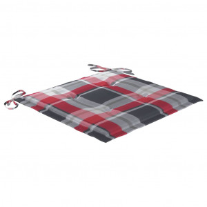 Cojines de silla de jardín 6 uds tela a cuadros rojo 50x50x3 cm H