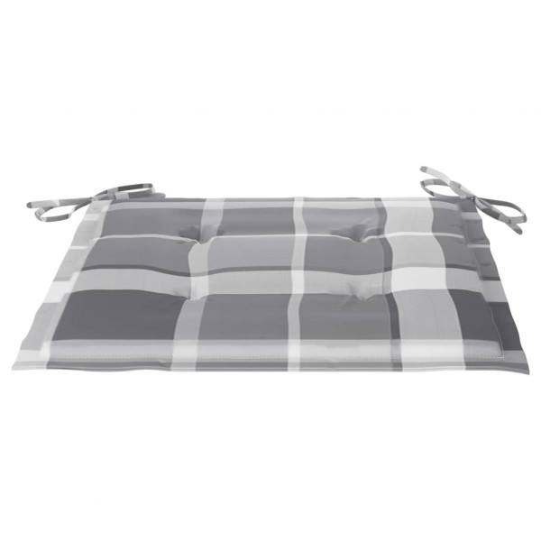Cojines de silla de jardín 4 uds tela a cuadros gris 50x50x3 cm M 3