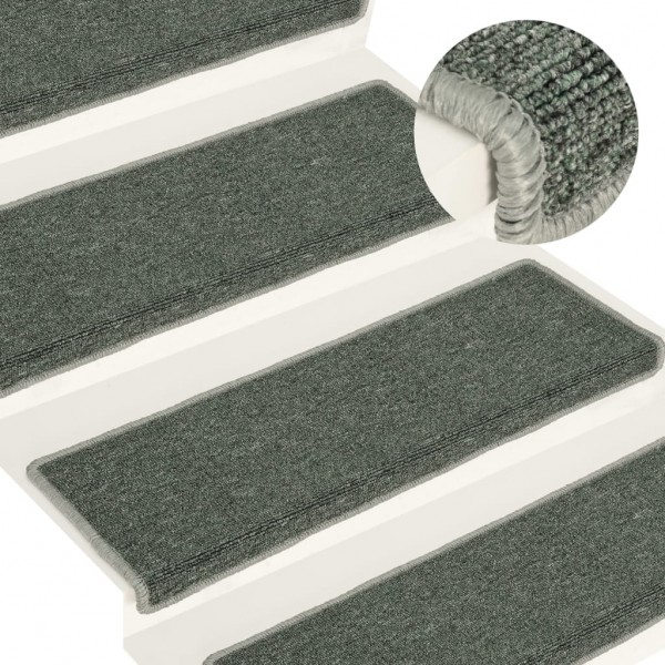 Alfombras de peldaños de escalera 15 uds verde 65x21x4 cm D