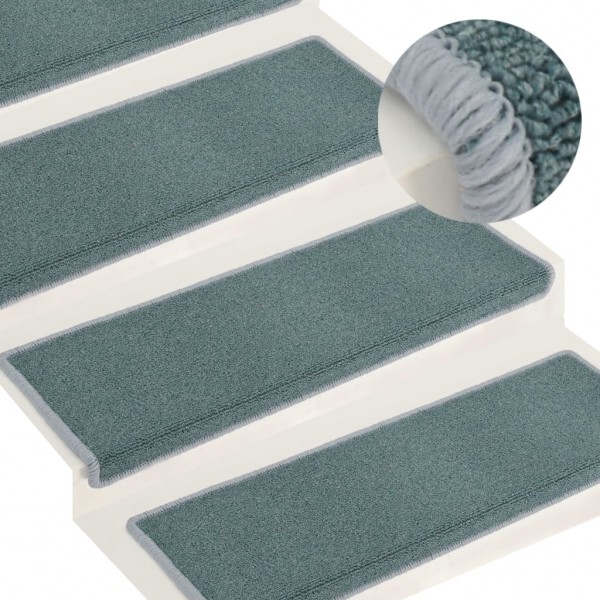 Alfombras de peldaños de escalera 15 uds azul 65x21x4 cm D