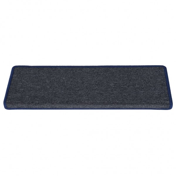 Tapete/carpete para degraus 15 pcs 65x21x4 cm cinzento e azul M 3