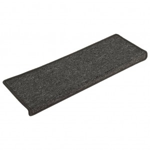 Alfombras de peldaños de escalera 15 uds gris y negro 65x21x4cm H