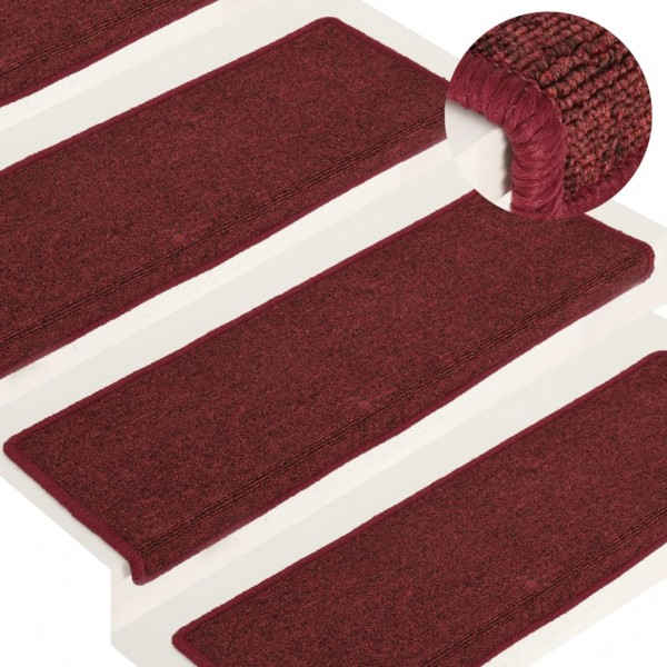 Alfombras de peldaños de escalera 15 uds rojo mate 65x21x4 cm D