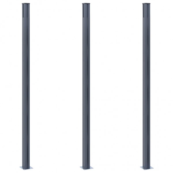 Postes de valla 3 unidades aluminio gris oscuro 185 cm M 3