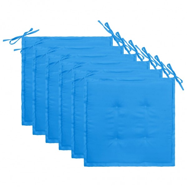 Cojines de silla de jardín 6 uds tela Oxford azul 50x50x3 cm D