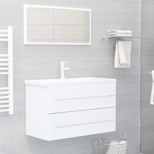 Armario para lavabo madera contrachapada blanco 80x38.5x48 cm H